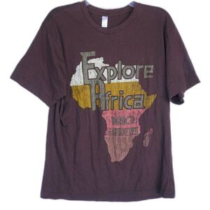 Busch Gardens Adult Shirt Size L Explore Africa Print Brown
